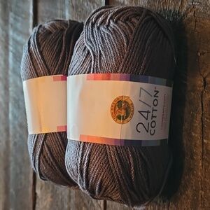 Lion Brand 24/7 100% Cotton- Charcoal, 2 Balls of 186 yards, 100 grams